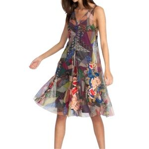 NWT Biya Johnny Was Mesh Embroidered Sleeveless Dress